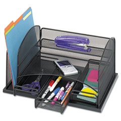 Safco® Onyx Organizer with 3 Drawers, 6 Compartments, Steel, 16 x 11.5 x 8.25, Black
