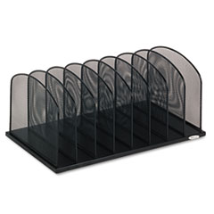 Safco® Onyx Mesh Desk Organizer with Upright Sections, 8 Sections, Letter to Legal Size Files, 19.5" x 11.5" x 8.25", Black
