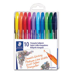 Staedtler® Triplus Ballpoint Pen, Stick, Medium 1 mm, Assorted Ink and Barrel Colors, 10/Pack