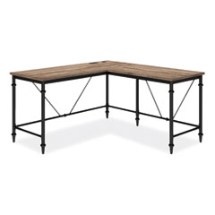 Thomasville® Breslyn L-Shaped Desk with Integrated Power Management, 59.5" x 59.5" x 30.25", Natural Hickory/Black