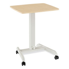 Union & Scale™ Essentials Sit-Stand Single-Column Mobile Workstation, 23.6" x 20.5" x 29.6" to 44.2", Natural Wood/Light Gray