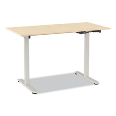 Union & Scale™ Essentials Electric Sit-Stand Two-Column Workstation, 47.2" x 23.6" x 28.7" to 48.4", Natural Wood/Light Gray