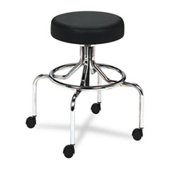 Safco® Screw Lift Stool with High Base, Supports Up to 250 lb, 33" Seat Height, Black Seat, Chrome Base, Ships in 1-3 Business Days