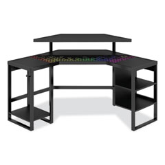 Whalen® LevelUp Gear LEET Corner Gaming Desk, 53.25" x 51.75" x 36.75", Onyx