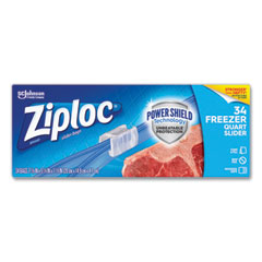 Ziploc® Slider Freezer Bags, 1 qt, 1.75 mil, 5.88" x 1.88" x 7.88", Clear, 34/Box
