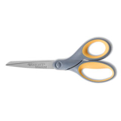 Westcott® Titanium Bonded Scissors, 7" Long, 3" Cut Length, Gray/Yellow Straight Handle