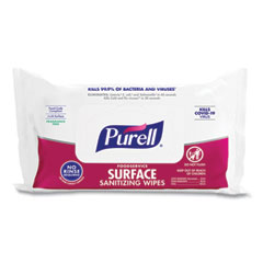 PURELL® Foodservice Surface Sanitizing Wipes, 7.4 x 9, Fragrance-Free, 72/Pouch, 12 Pouches/Carton