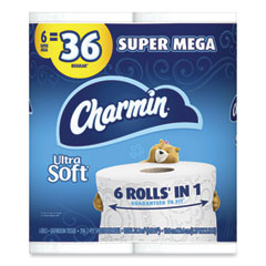 Charmin® Ultra Soft Bathroom Tissue, Super Mega Roll, Septic Safe, 2-Ply, White, 396 Sheets/Roll, 18 Rolls/Carton