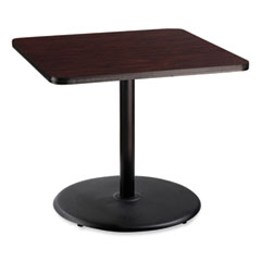 Cafe Table, 36w x 36d x 30h, Square Top/Round Base, Mahogany Top, Black Base, Ships in 7-10 Business Days