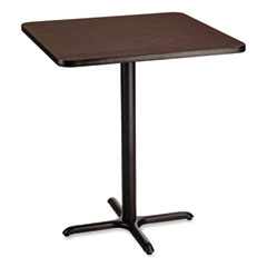 Cafe Table, 36w x 36d x 42h, Square Top/X-Base, Mahogany Top, Black Base, Ships in 7-10 Business Days