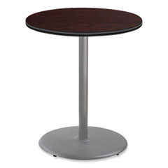 Cafe Table, 36" Diameter x 42h, Round Top/Base, Mahogany Top, Gray Base
