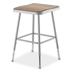 NPS® 6300 Series Height Adj HD Square Seat Stool, Backless, Supports 500 lb, 18" to 26" Seat Ht, Brown/Gray, Ships in 1-3 Bus Days