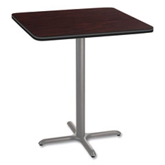 Cafe Table, 36w x 36d x 42h, Square Top/X-Base, Mahogany Top, Gray Base