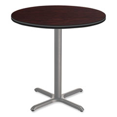Cafe Table, 36" Diameter x 42h, Round Top/X-Base, Mahogany Top, Gray Base