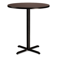 Cafe Table, 36" Diameter x 42h, Round Top/X-Base, Mahogany Top, Black Base