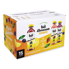 Bai Antioxidant Infusion Lemonade Variety Pack, Assorted, 18 oz Bottle, 15 Bottles/Pack, Ships in 1-3 Business Days