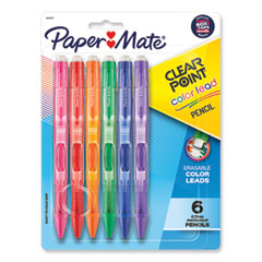 Paper Mate® Clearpoint Color Mechanical Pencils, 0.7 mm, Assorted Lead and Barrel Colors, 6/Pack