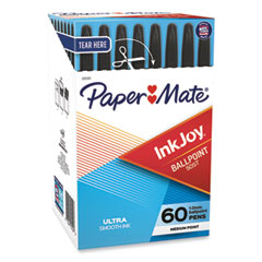 Paper Mate® InkJoy 50ST Ballpoint Pen, Stick, Medium 1 mm, Black Ink, Clear Barrel, 60/Pack