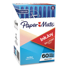 InkJoy 50ST Ballpoint Pen, Stick, Medium 1 mm, Blue Ink, Clear Barrel, 60/Pack