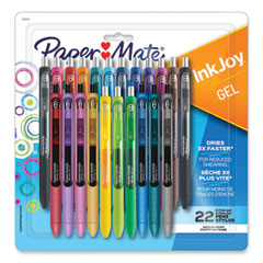 Paper Mate® InkJoy Gel Pen, Retractable, Medium 0.7 mm, Assorted Ink and Barrel Colors, 22/Pack