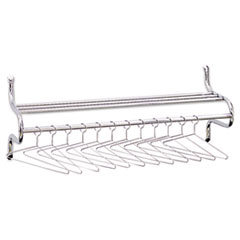 Safco® Chrome-Plated Shelf Rack, 12 Non-Removable Hangers, 49w x 14d x 19h, Metal