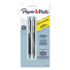 Paper Mate® Advanced Mechanical Pencils, 0.5 mm, HB (#2), Black Lead, Black; Gray Barrel, 2/Pack