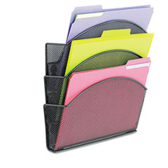 Safco® Onyx Magnetic Mesh Panel Accessories, 3 File Pocket, 13 x 4.25 x 13.5. Black