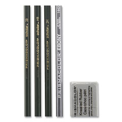 Prismacolor® Scholar Graphite Pencil Set, 2 mm, Assorted Lead Hardness Ratings, Black Lead, Dark Green Barrel, 4/Set