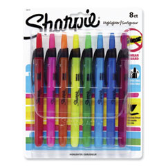 Sharpie® Retractable Highlighters with Storage Pouch, Assorted Ink Colors, Chisel Tip, Assorted Barrel Colors, 8/Set