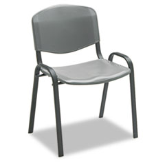Safco® Stacking Chair, Supports Up to 250 lb, 18" Seat Height, Charcoal Seat, Charcoal Back, Black Base, 4/Carton