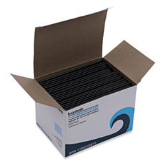 Boardwalk® Single-Tube Stir-Straws, 5.25", Polypropylene, Black, 1,000/Pack, 10 Packs/Carton