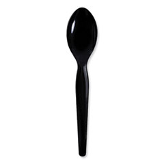 Boardwalk® Heavyweight Wrapped Polystyrene Cutlery, Teaspoon, Black, 1,000/Carton