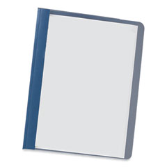 Universal® Clear Front Report Covers with Fasteners, Three-Prong Fastener, 0.5" Capacity,  8.5 x 11, Clear/Dark Blue, 25/Box