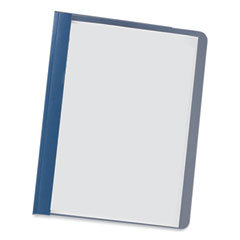 Universal® Clear Front Report Cover, Prong Fastener, 0.5" Capacity, 8.5 x 11, Clear/Dark Blue, 25/Box