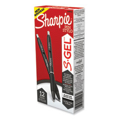 Sharpie® S-Gel™ S-Gel High-Performance Gel Pen, Retractable, Extra-Fine 0.38 mm, Black Ink, Black Barrel, Dozen