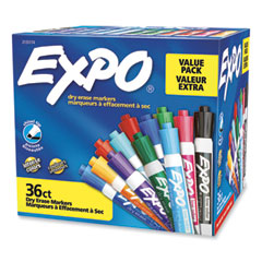 EXPO® Low Odor Dry Erase Vibrant Color Markers, Broad Chisel Tip, Assorted Colors, 36/Pack