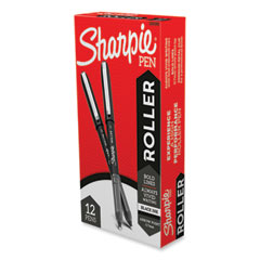 Sharpie® Roller Professional Design Roller Ball Pen, Stick, Medium 0.7 mm, Black Ink, Black Barrel, Dozen