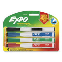 EXPO® Magnetic Dry Erase Marker, Fine Bullet Tip, Assorted Colors, 4/Pack