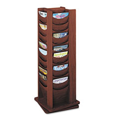 Safco® Rotary Display, 48 Compartments, 17.75w x 17.75d x 49.5h, Mahogany