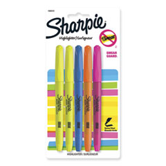 Sharpie® Pocket Style Highlighters, Assorted Ink Colors, Chisel Tip, Assorted Barrel Colors, 5/Set