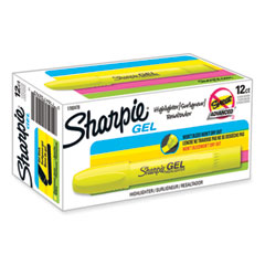 Sharpie® Gel Highlighters, Fluorescent Yellow Ink, Bullet Tip, Yellow Barrel