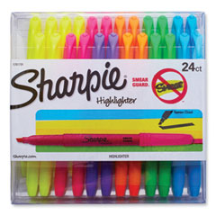 Sharpie® Pocket Style Highlighters, Assorted Ink Colors, Chisel Tip, Assorted Barrel Colors, 24/Pack
