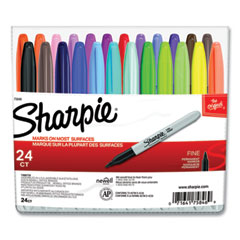 Sharpie® Fine Tip Permanent Marker, Fine Bullet Tip, Assorted Colors, 24/Set