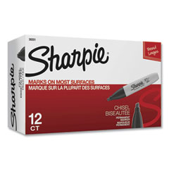 Sharpie® Chisel Tip Permanent Marker, Medium Chisel Tip, Black, Dozen