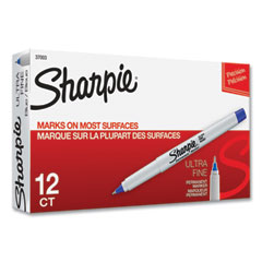 Sharpie® Ultra Fine Tip Permanent Marker, Ultra-Fine Needle Tip, Blue, Dozen
