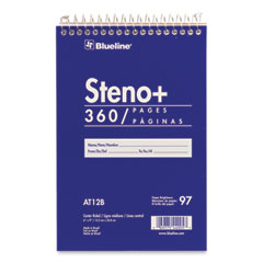 Blueline® High-Capacity Steno Pad, Medium/College Rule, Blue Cover, 180 White 6 x 9 Sheets