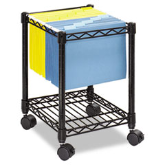 Safco® Compact Mobile Wire File Cart, Metal, 1 Shelf, 1 Bin, 15.5" x 14" x 19.75", Black