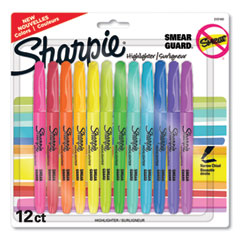 Sharpie® Pocket Style Highlighters, Assorted Ink Colors, Chisel Tip, Assorted Barrel Colors, 12/Pack