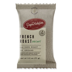 PapaNicholas® Coffee Premium Coffee, Decaffeinated French Roast, 18/Carton