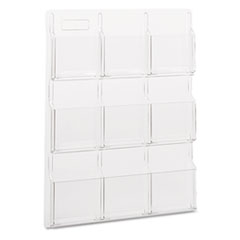 Reveal Clear Literature Displays, 9 Compartments, 30w x 2d x 36.75h, Clear
